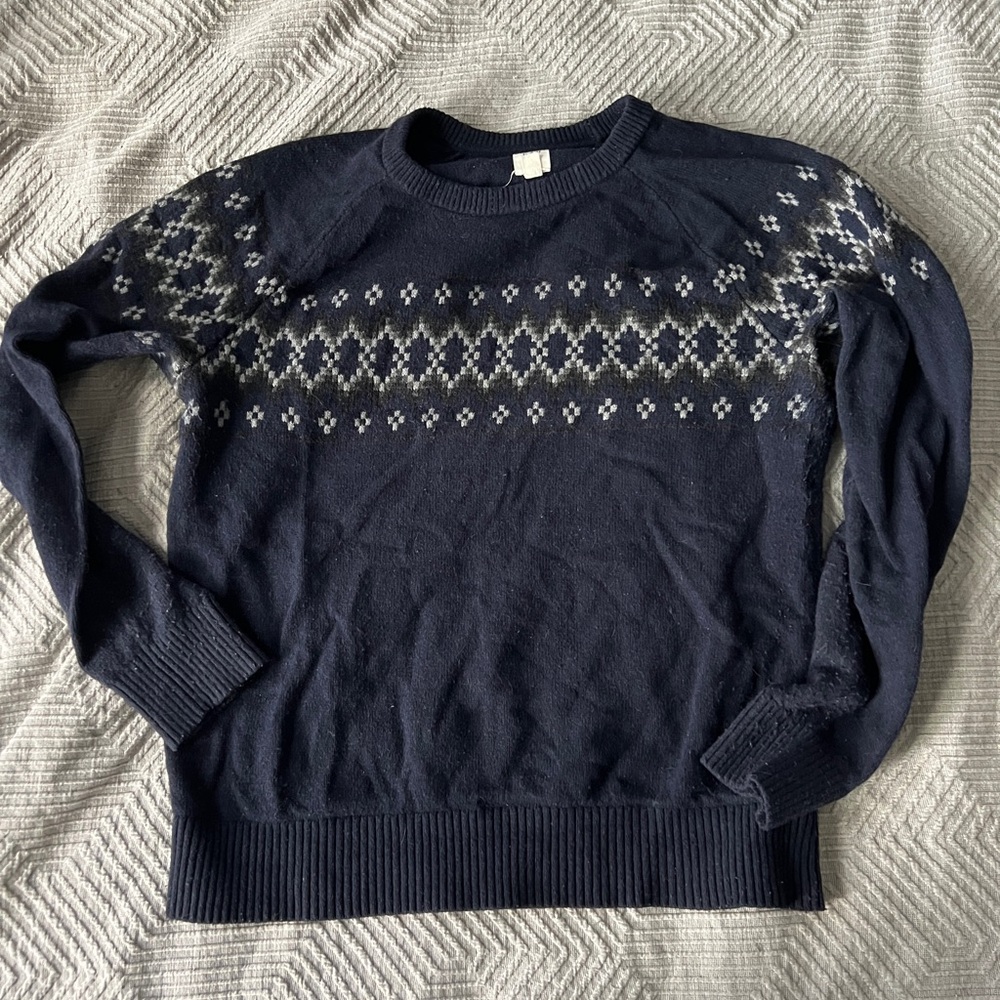 Men's Navy Fair Aisle Patterned Sweater